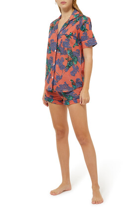 Passerine Print Coral Pyjama Set